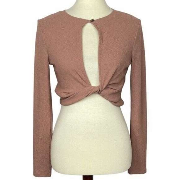 Free People Beach Cutout Long Sleeve Crop Top S - Picture 2 of 7